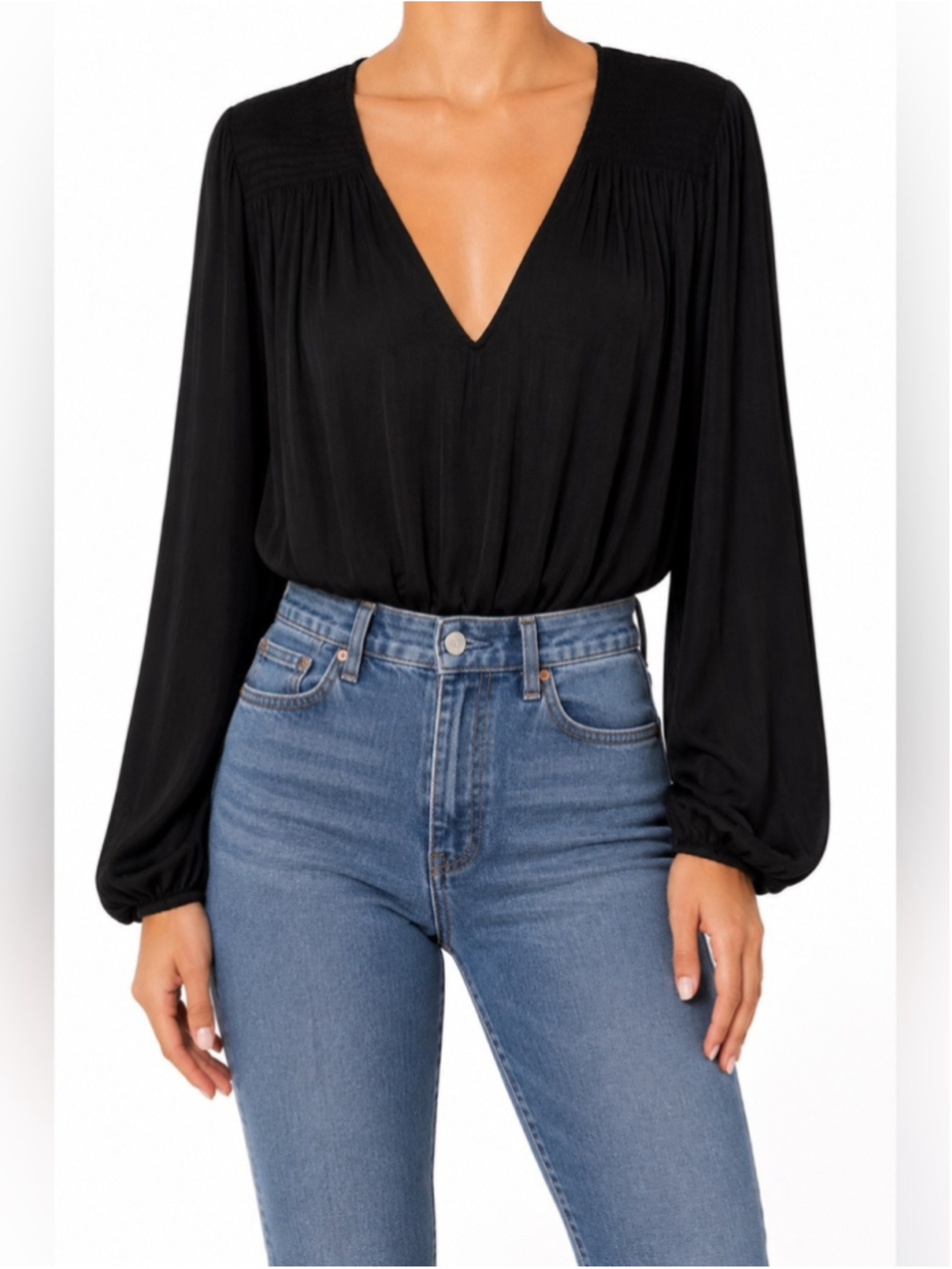 Free People Smockin’ N Rockin’ Bodysuit Sz S Black NWT